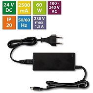McLED Power adapter 60W, DC24V/2,5A, IP20, black plastic, with plug - Power Supply