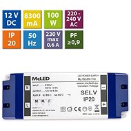 McLED Power supply 100W, DC12V/8,3A, IP20, plastic design with terminal block - Power Supply