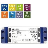 McLED Power supply 40W, DC12V/3,3A, IP20, plastic with terminal block - Power Supply