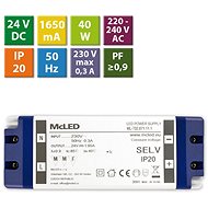 McLED Power supply 40W, DC24V/1.65A, IP20, plastic with terminal block - Power Supply