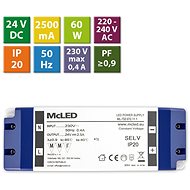 McLED Power supply 60W, DC24V/2,5A, IP20, plastic with terminal block - Power Supply