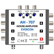 Evercon AH-707 Home Amplifier 30 dB for 4 - 8 TVs - Antenna Amplifier