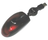 Myš Genius mini Navigator P300, červená (red) přenosná optická, 800dpi, navíjecí kabel, USB - Myš