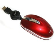 Myš Genius NetScroll+ Mini Traveler PRO červená (ruby) optická, navíjecí kabel, PS/2 + USB - Mouse