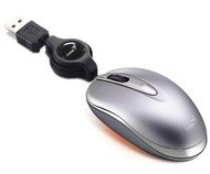Myš Genius NetScroll+ Mini Traveler PRO stříbrná (silver) optická, navíjecí kabel, PS/2 + USB - Mouse