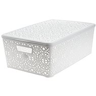 Mega Plast, MONAKO XL basket with lid, 14,5 × 40,3 × 27 cm, white - Basket
