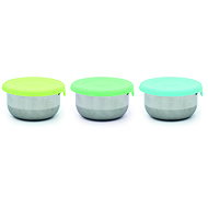 Melii Edelstahlgläser 89 ml 3 Stück mit Silikondeckel grün/blau - Dosen-Set