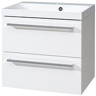 Bino bathroom cabinet, washbasin marble 60 cm, white/white - Bathroom Cabinet