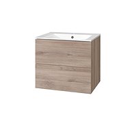 Aira, bathroom cabinet with ceramic sink 60 cm, oak - Bathroom Cabinet