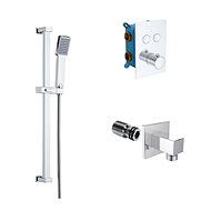 Mereo Bathtub Set with Thermostatic Push Button Mixer - 2-way - Square Cover - Tap