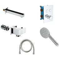 Mereo Bathtub Set with Thermostatic Push Button Mixer - 2-way - Square Cover - Tap