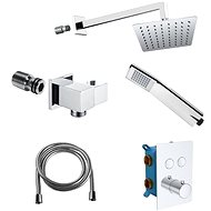 Mereo Shower set with thermostatic concealed push button mixer - 2-way - square cover - Tap