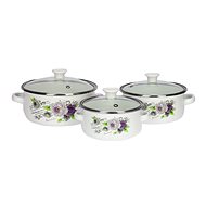 PRYMUS-AGD 6-piece set of enamel pots Rose motif - Kitchenware Set