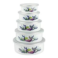 Emalia Rybnik with lid 5-piece, Lavender motif - Bowl Set
