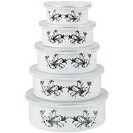 Emalia Rybnik with lid 5-part, Dragonfly motif - Bowl Set