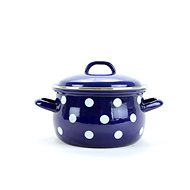 Belis Enamel pot blue, white dot - Pot