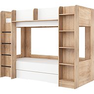 MEBLOCROSS Orivar bunk bed, left-hand side, Sonoma oak/white - Bed