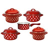 Metalac Enamel set 9pcs, red dots decor - Cookware Set