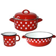 Metalac Enamel set 4pcs, red dot - Kitchenware Set