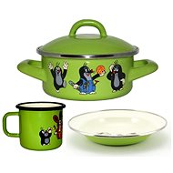 Metalac Enamel set 4pcs, motif decoration green - Kitchenware Set