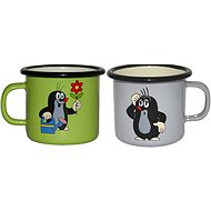 Metalac Enamel set of mugs 7cm, 2pcs, mole design green + grey - Mug