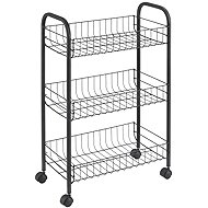 Metaltex Lugano Lava 3-Basket Trolley with Wheels, Matte Black, 41 × 23 × 63cm - Shelving Unit