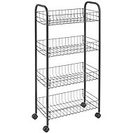 Metaltex Ascona Lava 4-Basket Trolley with Wheels, Matte Black, 41 × 23 × 84cm - Shelving Unit