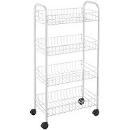 Metaltex PISA 4-Basket Trolley with Wheels, White, 41 × 23 × 84cm - Shelving Unit
