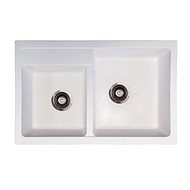 Metalac Granit X Quadro Plus 2D double with tray, white - Granite Sink