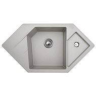 Metalac Granit X Diamond rohový s vaničkou a odkapem, šedý - Granite Sink