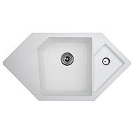 Metalac Granit X Diamond corner with tray and drip tray, white - Granite Sink