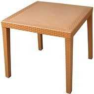 MEGAPLAST RATAN LUX 73x75,5x75,5 cm, polyrattan, okker - Kerti asztal