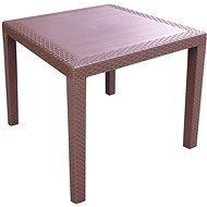 MEGAPLAST RATAN LUX 73x75,5x75,5 cm, polyrattan, wenge - Kerti asztal