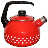 Metalac Enamel teapot with lid 20 cm 2,5 l red dot - Hot Water Kettle
