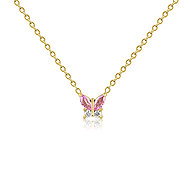 Meucci Butterfly Necklace, Pink Zirconia Gold - Necklace