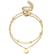 Meucci Double Adjustable Bracelet with Dangling Heart and Beads, Gold - Bracelet