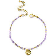 Meucci Adjustable Bracelet with Purple and Gold Beads - Bracelet