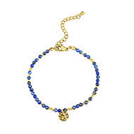 Meucci Adjustable Bracelet with Blue Beads, Gold - Bracelet