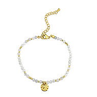 Meucci Adjustable Bracelet with Grey Beads, Gold - Bracelet