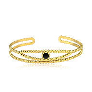 Meucci Open Bangle with Black Stone, Gold - Bracelet