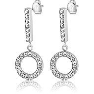 Meucci Long Hanging Hoop Earrings with Stones - Earrings