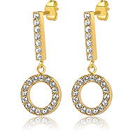 Meucci Gold Hoop Drop Earrings with Stones - Earrings