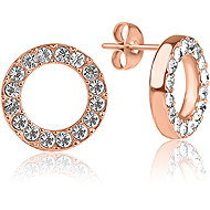 Meucci Rose Gold Hoop Earrings with Stones - Earrings