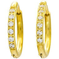 Gold Hoop Earrings with Stones (S4426) - Earrings