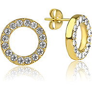 Gold Hoop Earrings with Stones (S7094) - Earrings