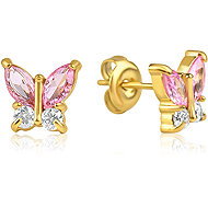 Meucci Butterfly Earrings, Pink Zirconia Gold - Earrings