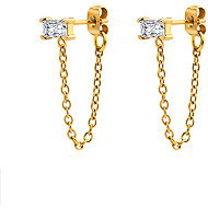 Meucci Gold Chain Earrings with Stone - Earrings
