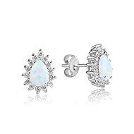 Meucci Silver Earrings Opal Drops with Zirconia, White (Ag 925/1000, 3g) - Earrings