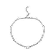 Meucci SOLID HEART Double Ankle Chain with Beads - Chain Necklace