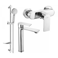 MEXEN Royo DF40 Set of basin and shower mixer with accessories, silver (72214DF40-00) - Shower Set